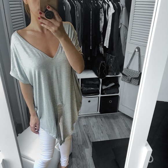 LAST 3✨Heather Gray Solid Loose Fit Tie Top - Picture 4 of 8